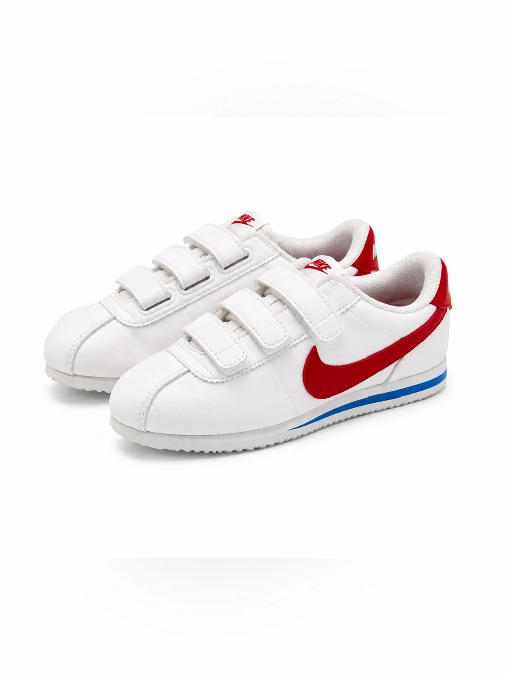 Nike Kids White Sneakers with Red Swoosh